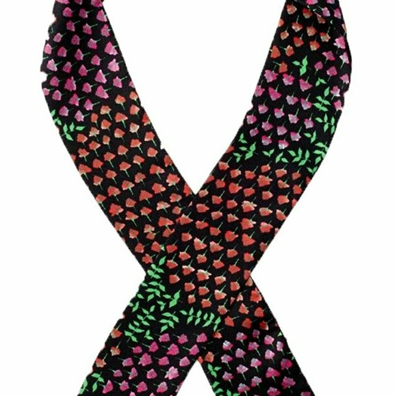 3/$24! Echo NY Ditzy Floral Silk Mini Skinny Scarf - Picture 3 of 3